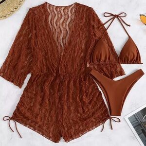 SHEIN Rust Lace Bikini Set